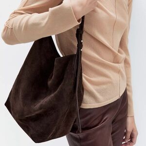 Massimo Dutti Brown Split Suede Bucket Bag